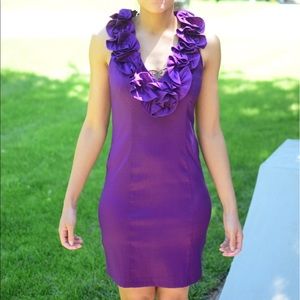 ✂️Sale✂️ Purple Ruffle Neck Evening/Party Dress